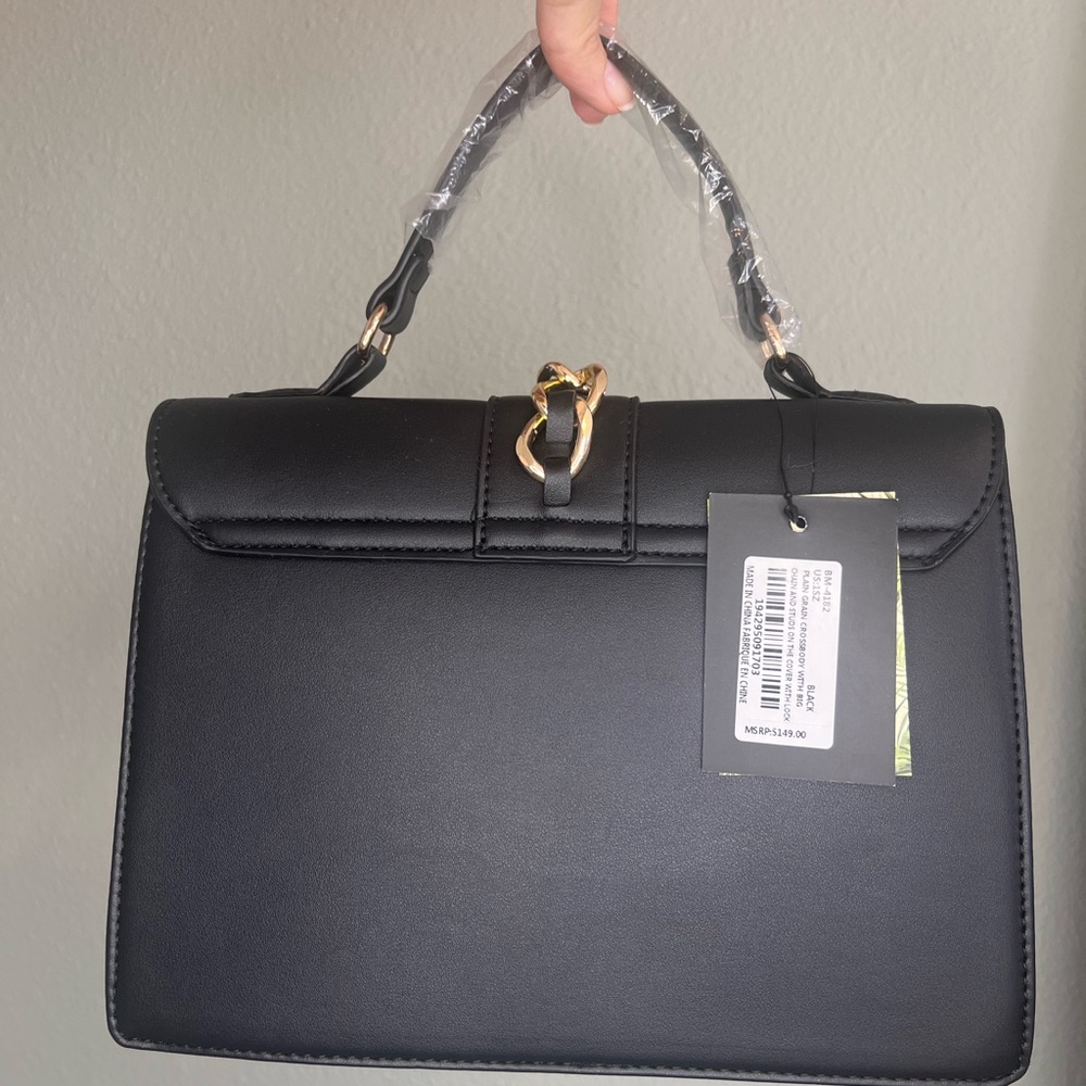 NWT Badgley Mischka Black Studded Handbag - Picture 3 of 8